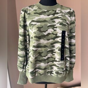 Banana Republic Women’s Camo Green Puff Sleeve Sweatshirt Size M